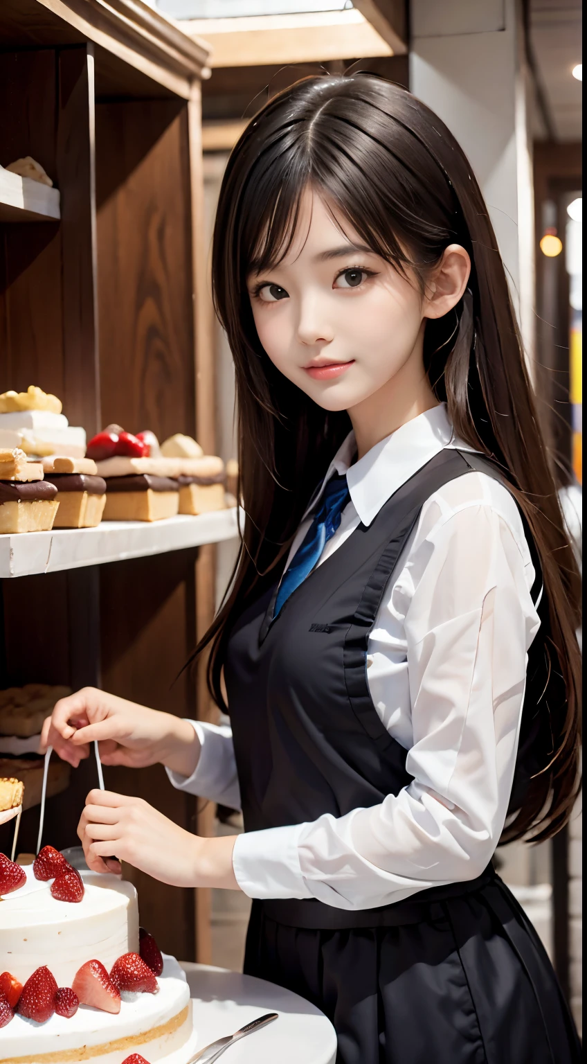 schoolgirls, cake shop.