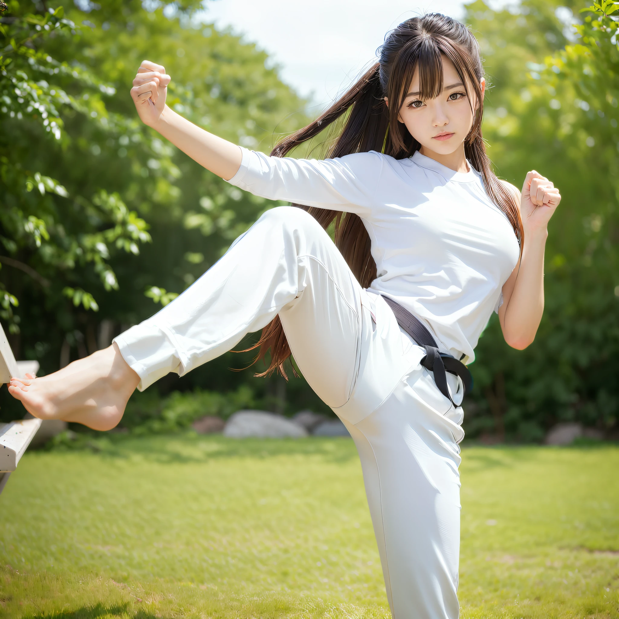 Paint in the natural color of a white karate uniform