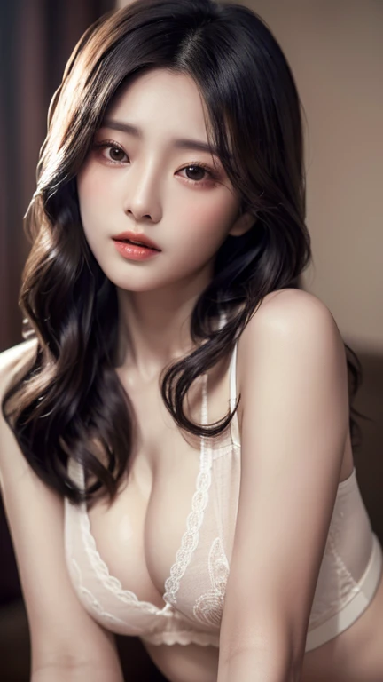 (Best Quality, 4K, Masterpiece: 1.3), Pretty Korean Woman, 1girl, Sexy: 1.1, Long Dark Black Hair: 1.1, Ultra-detailed Face, Detailed Lips, Delicate Eyes, Double Eyelids, ((Short Pants)), Big Breast, (W cup), Woman Age 20, Underwear Suit