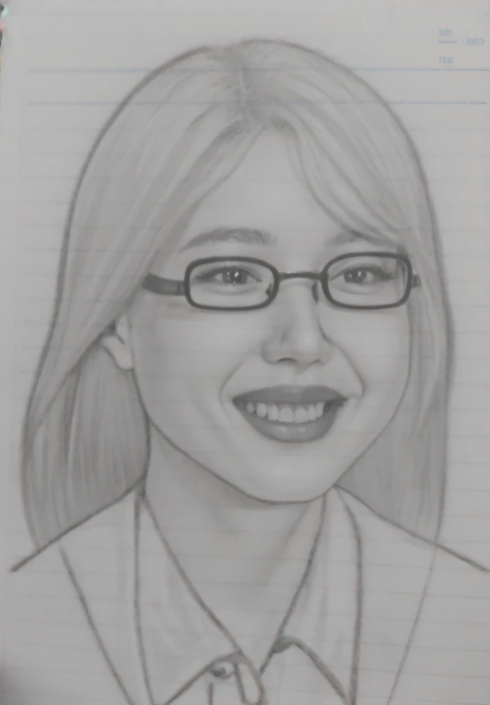 20 generation women beauty women、Wearing glasses、A smile、Remove the nozzle and carefully create the eyes.....................................................................,mouth and nose、make eyes clear、The outline of the face remains unchanged、Hair is black、Girl Smile。Generate skins using color photos。Achieve beautiful teeth alignment、Her eyes are small and cute。Generates a realistic skin feel。、Creates a transparent lower lip。