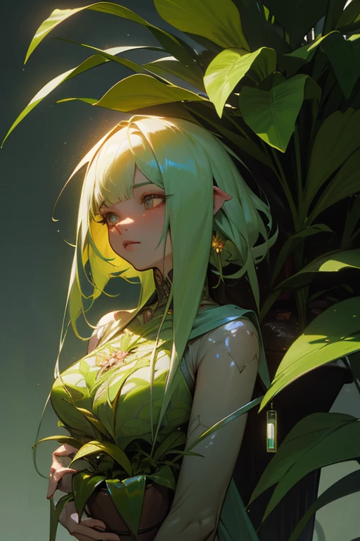 extremely detailed CG, cinematic lighting, 
fantasy plant humanoid with flowers, 
in plant body pitcher plant, meta humans, 
8k rende, unreal engine,
