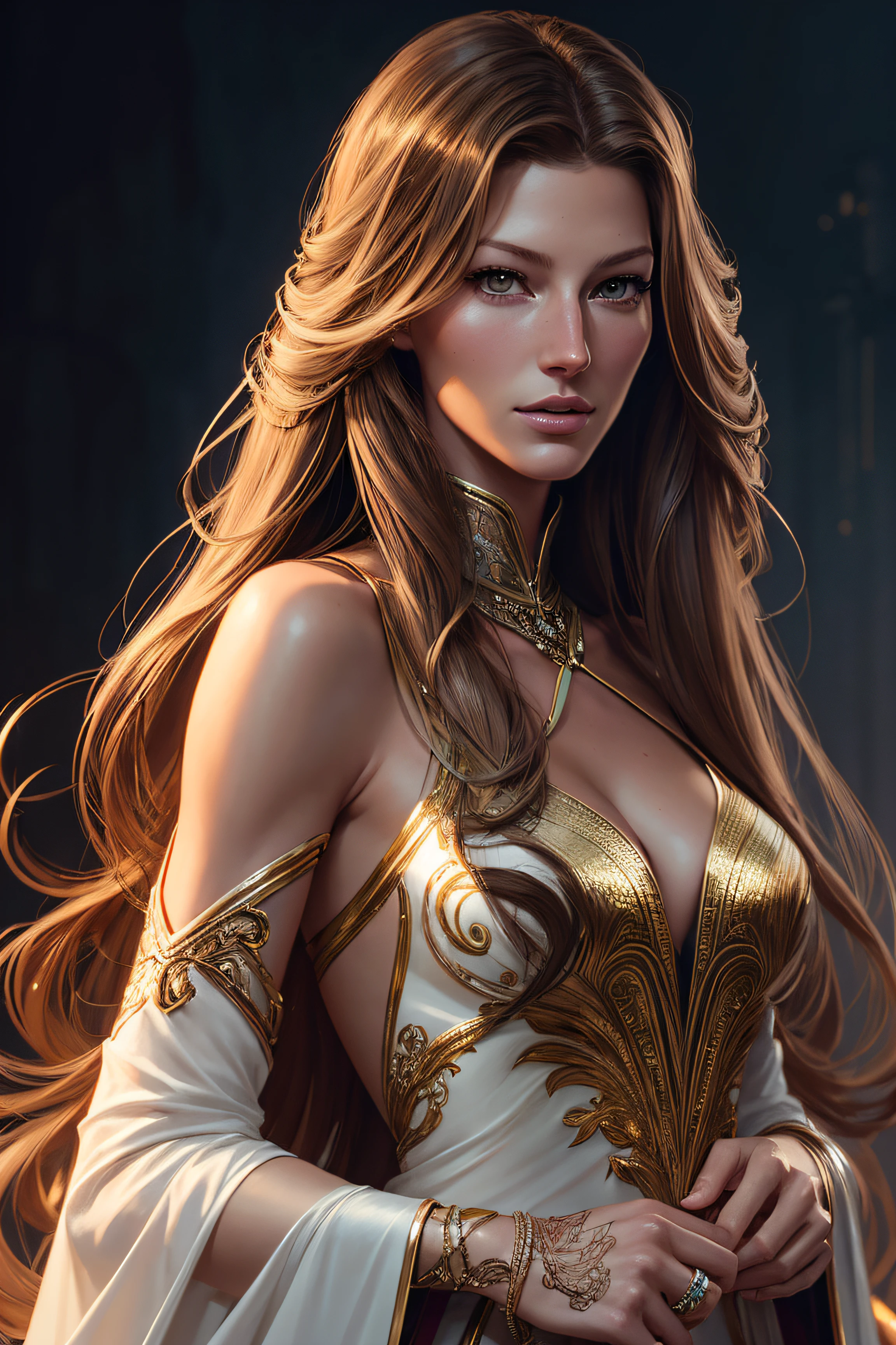 Daughter (Masterpiece:1.4), (8k, Realistic, RAW Photos, Best Quality: 1.4), Japanese, (1 Girl), Beautiful Face, (Realistic Face:1.4), (Caramel Hair, Long Hair:1.3), Beautiful Hairstyle, Realistic Blue Eyes, Beautiful Detailed Eyes, (Realistic Skin:1.3), Beautiful Skin, Attractive, Ultra High Resolution, Ultra Realistic, Highly Detailed, Golden Ratio, (Detailed Face: 1.4), Looking at the Audience, White Shirt, Medium Tits, Pose to stroke chest, transparent shirt, (torn clothes:1.5), (no bra: 1.4), perky_nipples, short jeans, shorts, cute smile, red lips, (golden ratio fingers: 1.5), (illustration background, CGI, movie, futuristic, mountain, snow, thick thighs, robust, gothic, gold trim, cthulhu, octopus, official art, transparent cloak,