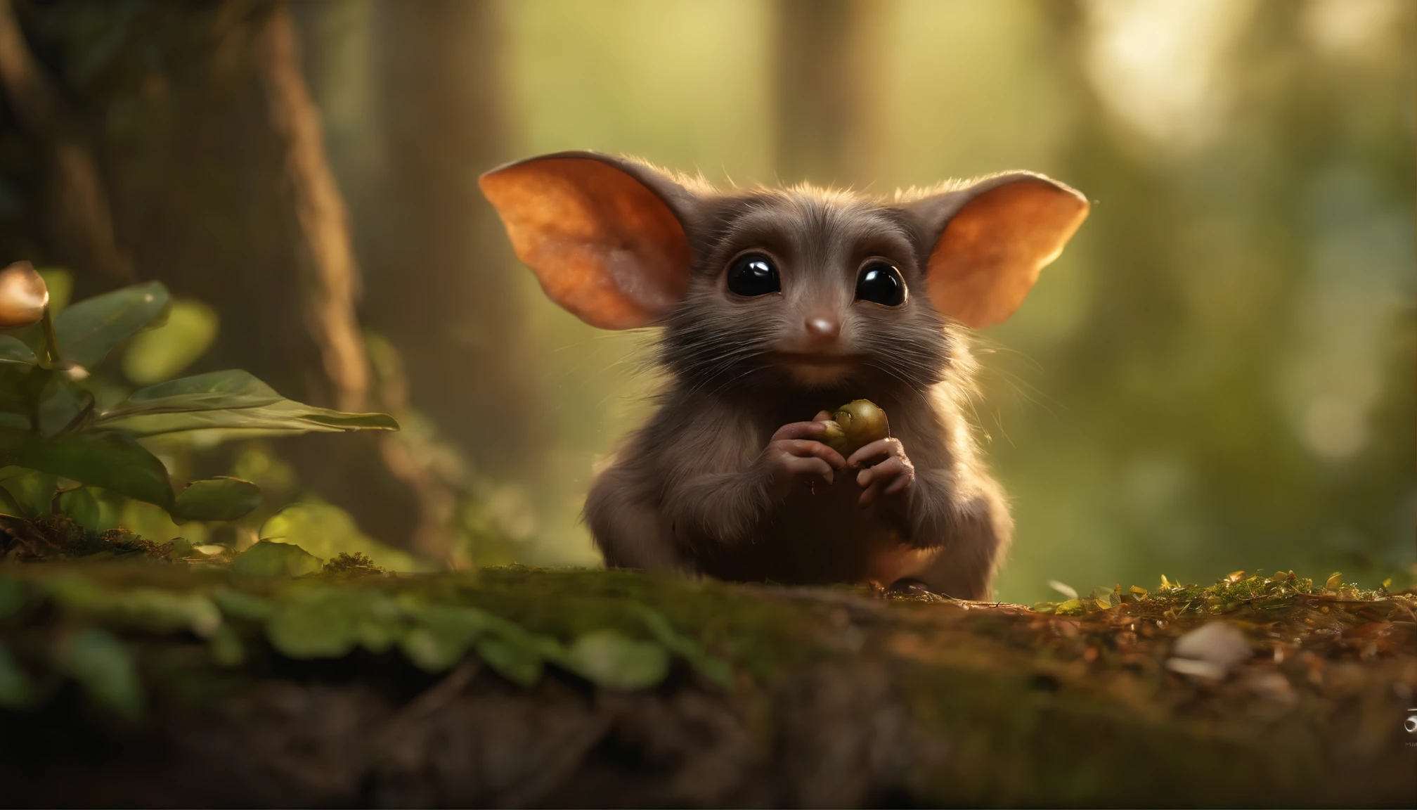 真实感, Realism, Close up of cute tiny fireflies around a huge oak tree, Morning lighting, dew, illuminate the bush, a detailed painting, cgsociety, Detailed painting, artstation hd, high detail, cgsociety, photo realism, Concept art, artstation hd, official arts, bokeh ,(CBZBB:1.25), ((gremlin, taupe),Zhkute, Small, baby, Beautiful, Fantasy art, deviant art, trending artstation, Digital Art, Detailed, Realistic, humanoid, character, loves music, holding a huge acorn in his paws, tiny, Cinematic shot, cinematic portrait of a mole gremlin, cute character, holding an acorn in his paws, looks like a gremlin, large ears, elongated nose,,,,,,, 真实感, Realism, tmasterpiece, Brad Jongsan walks in the jungle (Night of the Fireflies), (higly detailed: 1 1), rough face, natural skin, tousled, five toes, hiquality, NSFW, pretty eyes, (Detailed face and eyes), (s face: 1 2), tumult, Complementary, real-photo, ........PSD, Lightweight Film Photography, sharp-focus, contrast lighting, Detail Skin, high resolution 8k, Crazy detailing, Realistic, professional photo of a, 8K UHD, dslr, soft light, hiquality, film grains, Fujifilm XT3