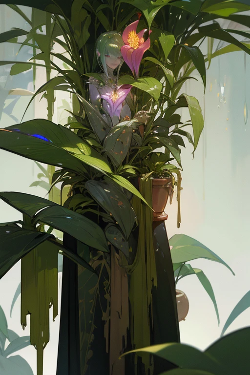 extremely detailed CG, cinematic lighting, 
fantasy plant humanoid with flowers, 
in plant body pitcher plant, meta humans, 
8k rende, unreal engine,