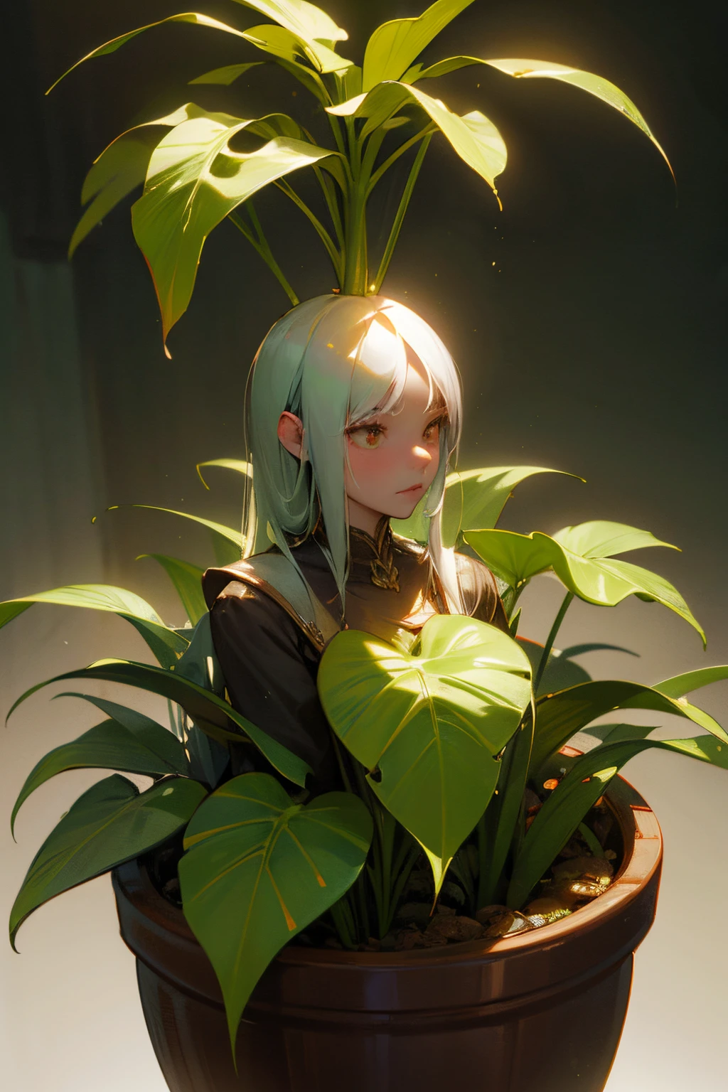extremely detailed CG, cinematic lighting, 
fantasy plant humanoid with flowers, 
in plant body pitcher plant, meta humans, 
8k rende, unreal engine,