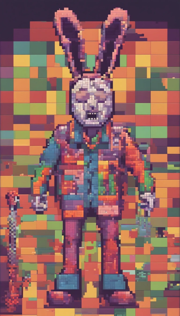 Surrealist painting of zombie man in a random bunny costume, cores escuras, horror, assustador.