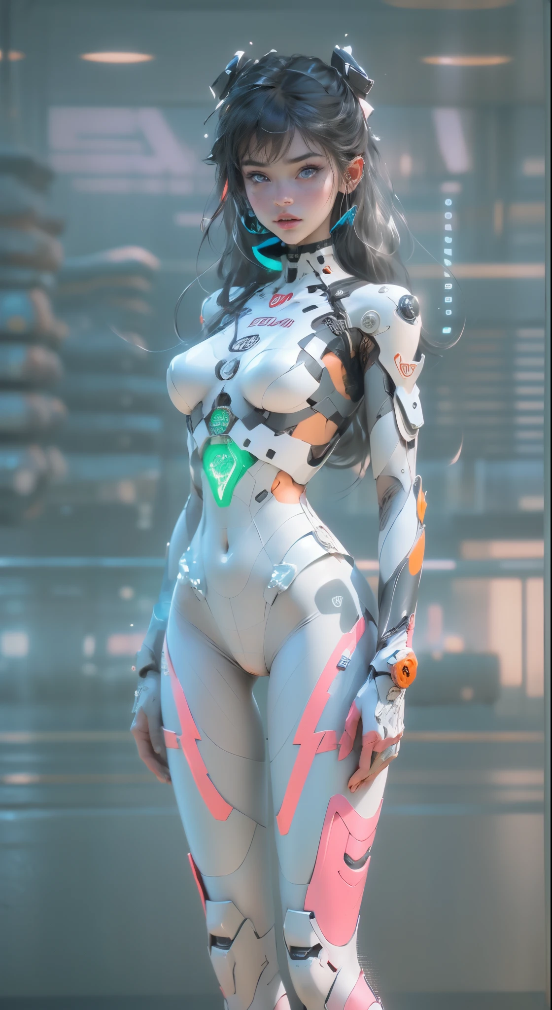 (((Young white woman))), ((Best quality at best)), ((tmasterpiece)), (the detail: 1.4), 。.。.3D, A Beautiful Cyberpunk Woman,Micro pliers in Simon Beasley style, Genesis Evangelion neon style costume, 2 piece outfit, sliver long hair, Arm this, cybernetic hand, pastels, at centre, Scale to fit the dimensions, north african free trade area (HighDynamicRange),Ray traching,NVIDIA RTX,Hyper-Resolution,Unreal 5,and the underground is scattered, PBR textures, Post-processing, Anisotropy Filtering, depth of fields, maximum definition and sharpness, Many-Layer Textures, Albedo e mapas Speculares, Surface Coloring, Accurately simulate the interaction of light and materials, proporções perfeitas, Render by Octane, Two-tone lighting, largeaperture, Low ISO, White balance, the rule of thirds, 8K raw data, Stealth Nanosuit,loraes,rainbow style,lacepantyhose,eBlue eyes