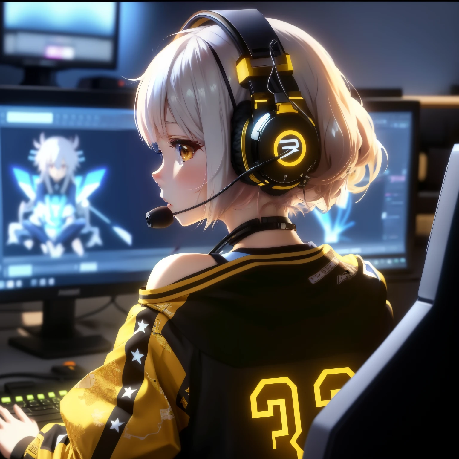 anime girl with headphones sitting in front of a computer, anime style 4 k, anime style. 8k, 4k anime wallpaper, best anime 4k konachan wallpaper, anime wallpaper 4 k, anime wallpaper 4k, high quality anime artstyle, digital anime art, anime art wallpaper 4 k, anime art wallpaper 4k, anime vibes