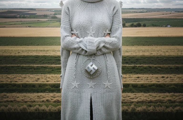 arafed woman in a white and grey sweater standing in a field, beautiful nordic woman, portrait of nordic girl, inspired by mads berg, in the countryside, inspired by Louisa Matthíasdóttir, erik johansson style, inspired by Nína Tryggvadóttir, inspired by Jaroslava Korol