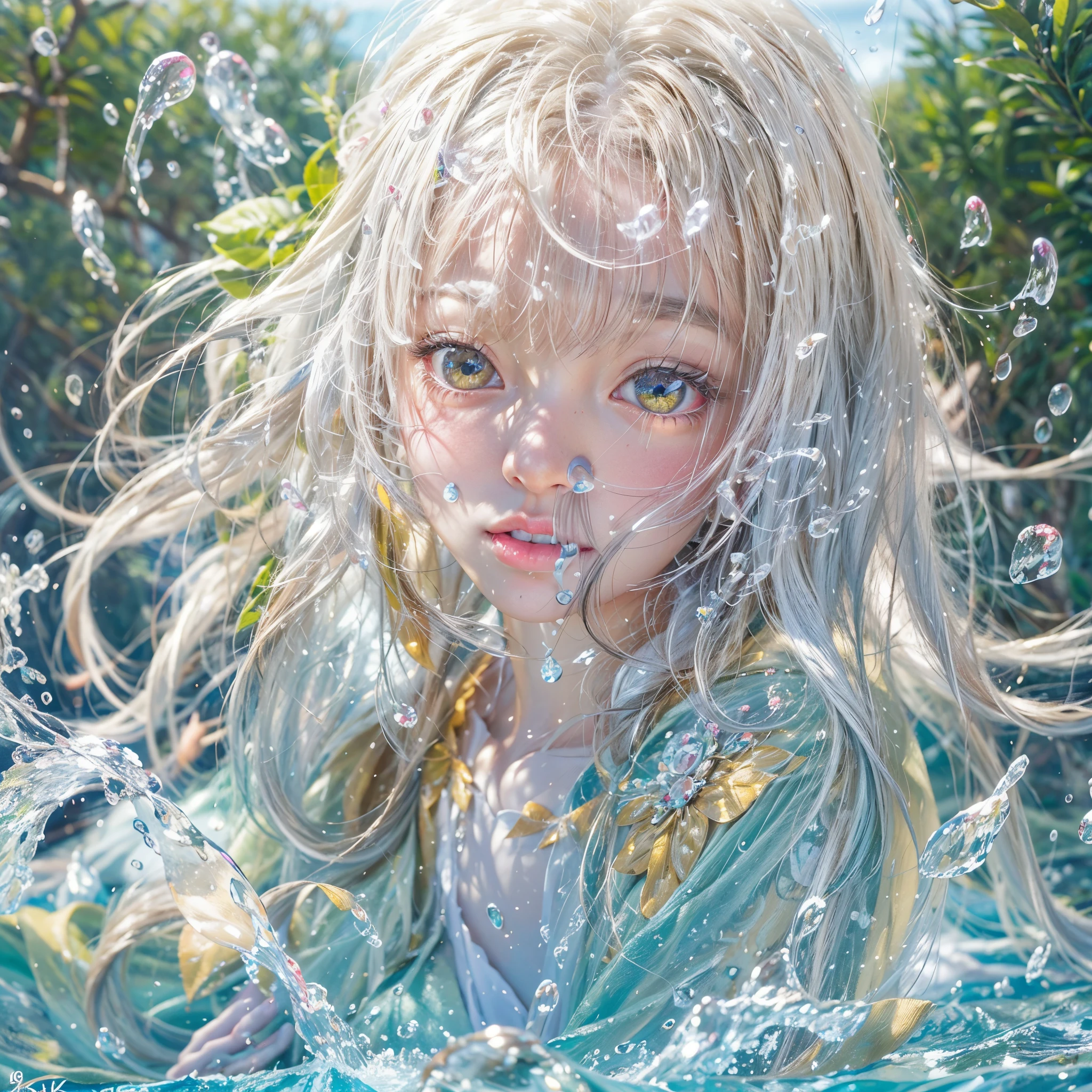 8K, Ultra Detail, Ultra Realistic, HDR, 3 girls, young, Full body shot, , Child figurell, cute, Squatting, Exhibitionism, Thin legs, Thrusting waist, in bed, bedsheets, Thin, wet skin, shiny white skin, wet from rain, water, a large amount of yellowish water coming from the crotch, chest and face, wet, very long red nightgown, pool, wet spots, wet underwear, blond hair