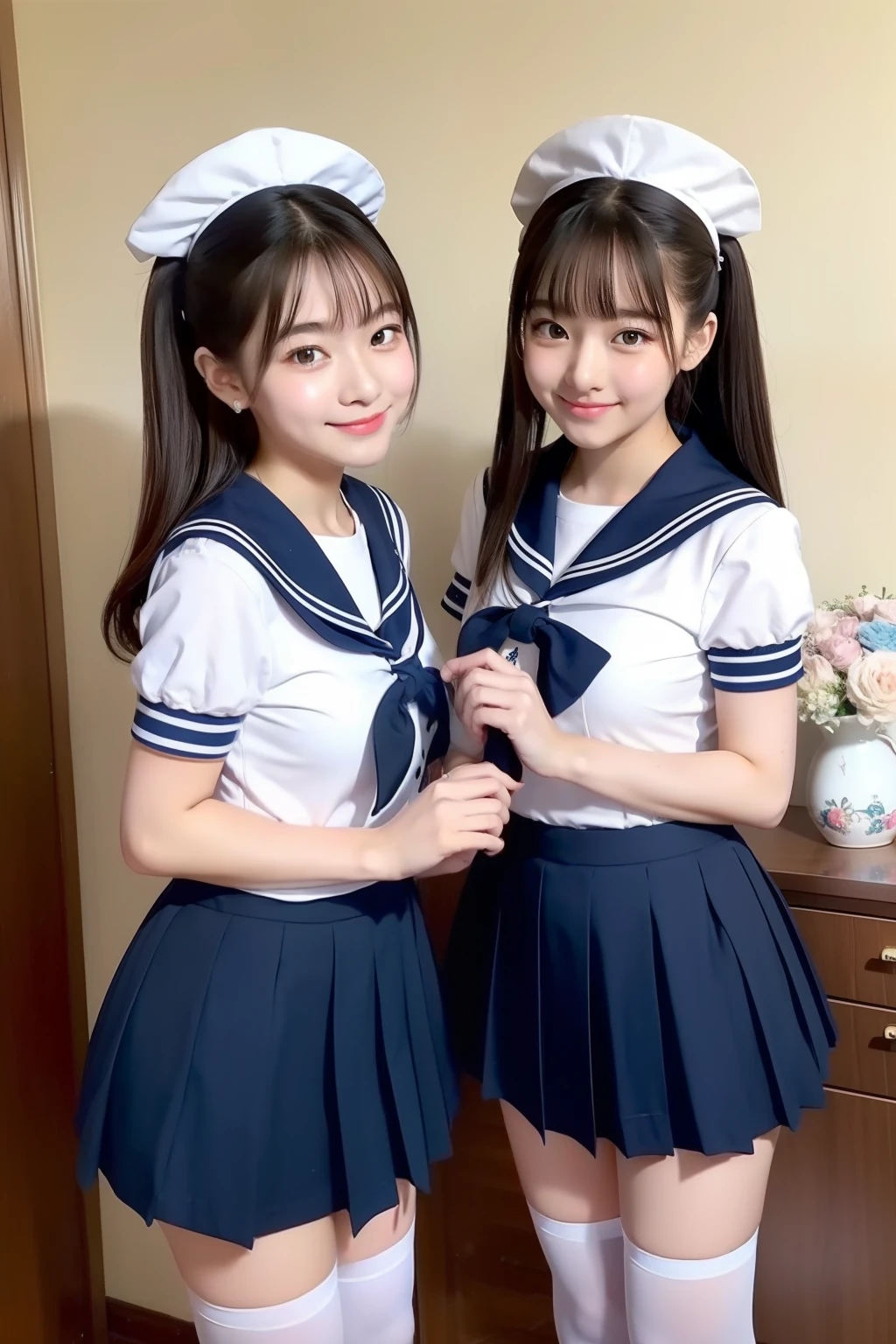 hi-school girl　a beauty girl　Maids　エロ　twinsies　a sailor suit