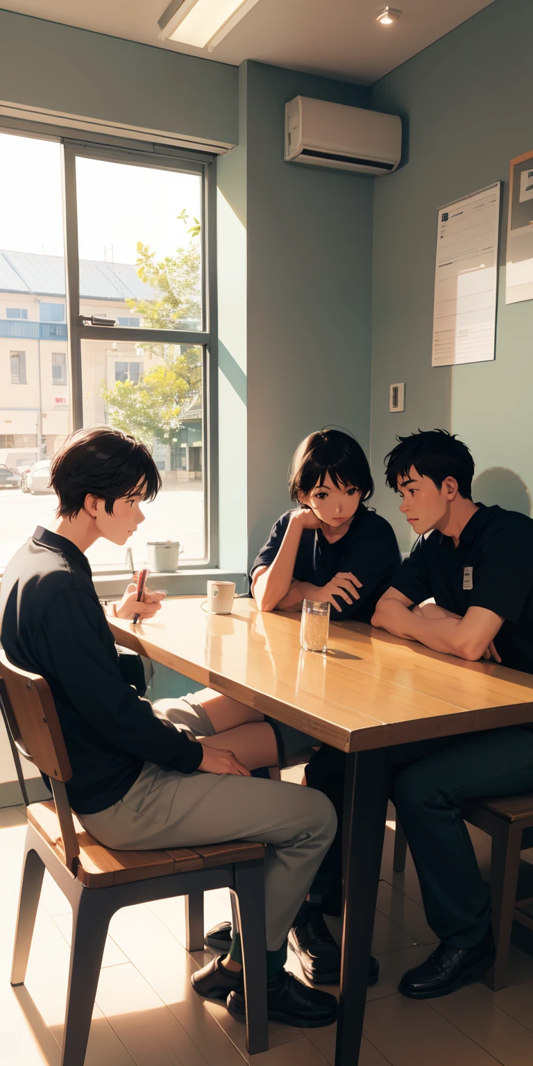 canteen, cafe, one man sitting in the cafe