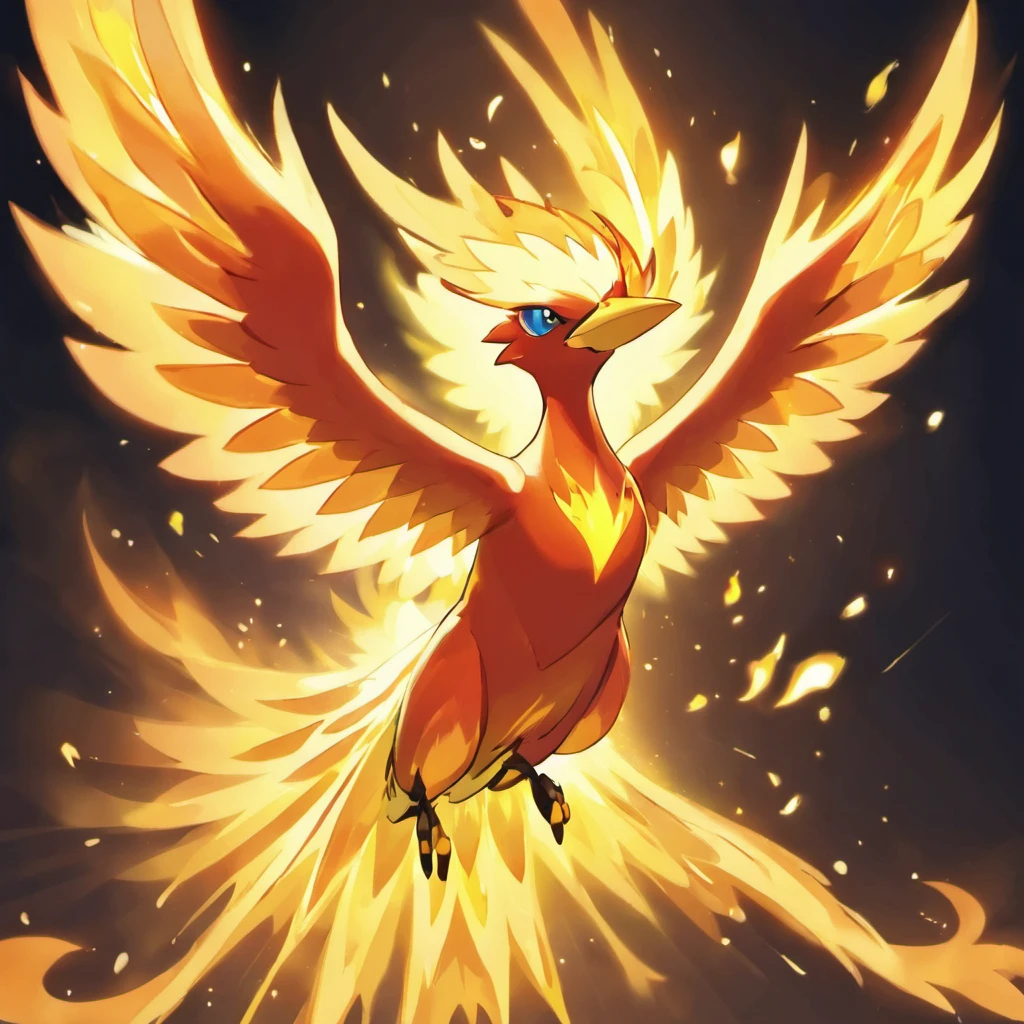 Divine bird），（Fire Phoenix），（Flames outline the body of the phoenix)，The phoenix flaps its wings，(Shining with golden light)，Alone,natta,Multiple silhouettes，First-person elevation angle，super detailing，Best quality，tmasterpiece，（8K)，The is very detailed，epic artwork