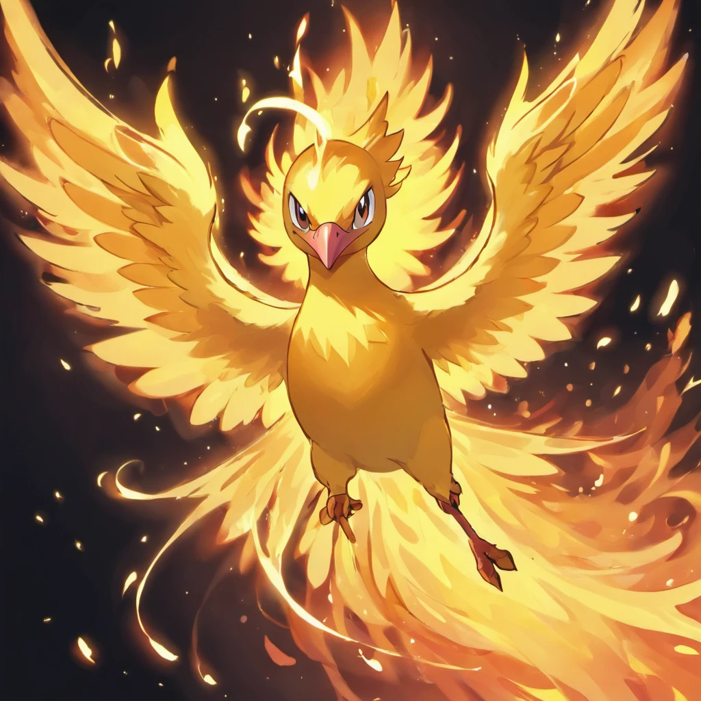 Divine bird),(Fire Phoenix),(Flames outline the body of the phoenix),The phoenix flaps its wings,(Shining with golden light),Alone,natta,Multiple silhouettes,First-person elevation angle,super detailing,Best quality,tmasterpiece,(8K),The is very detailed,epic artwork