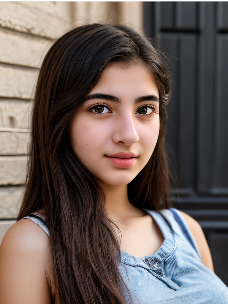 Realistic and detailed portrait of an Iraqi girl, attractive, 16 years old, beautiful face, detailed face, RAW photo, Ultra realistic, full face, full body