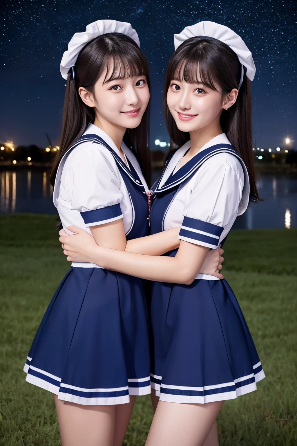 twinsies Starry sky Maids a sailor suit a beauty girl smil hug