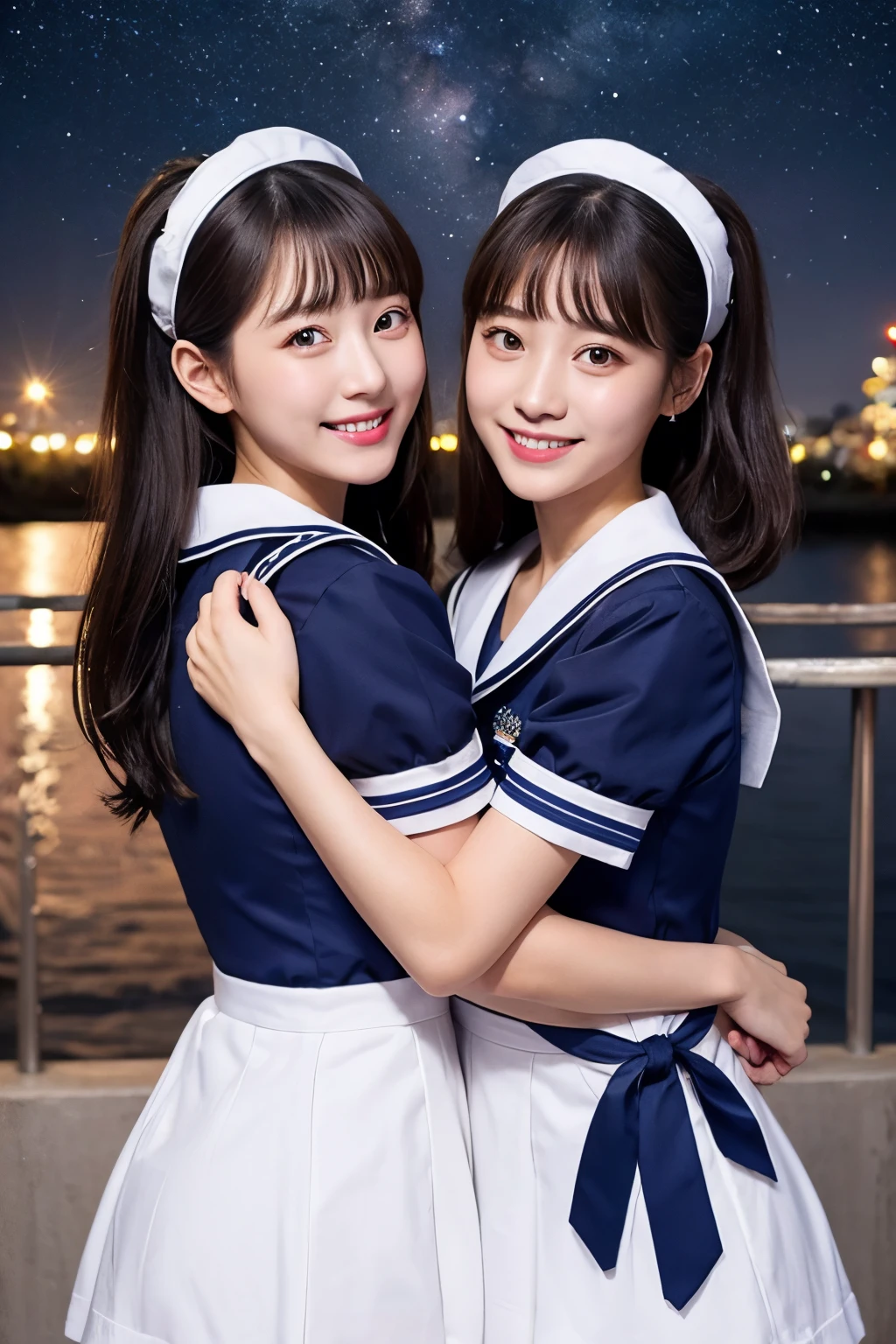 twinsies Starry sky Maids a sailor suit a beauty girl smil hug