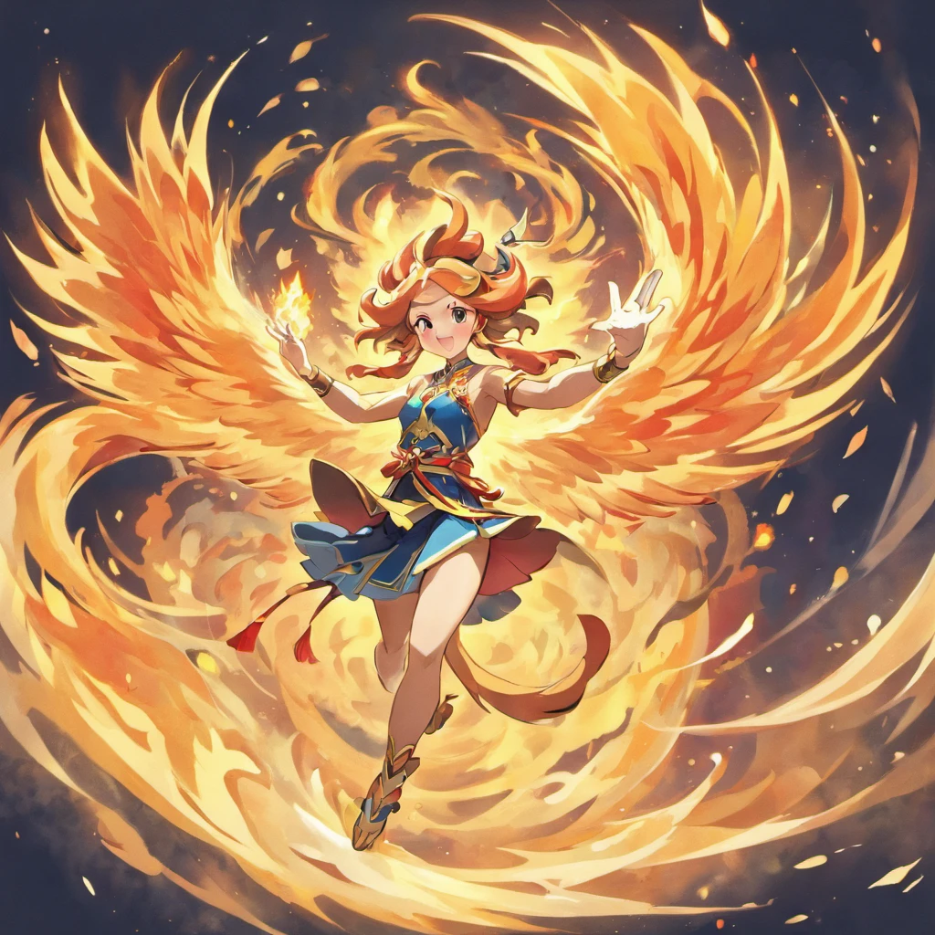 mythological creatures,((Chinese mythology fire phoenix)),Traditional Chinese elements,Ancient murals,Illustrative myths,Fuyao Legend,Dappled light,Hazy haze,Mystic aura,tmasterpiece,k hd,plethora of colors,detailed detail,Seven colors