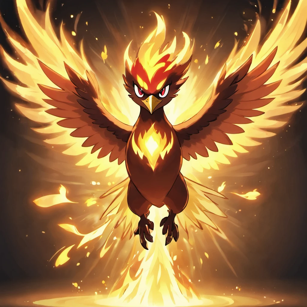 Divine bird),(Fire Phoenix),(Flames outline the body of the phoenix),The phoenix flaps its wings,(Shining with golden light),Alone,natta,Multiple silhouettes,First-person elevation angle,super detailing,Best quality,tmasterpiece,(8K),The content is very detailed,epic artwork
