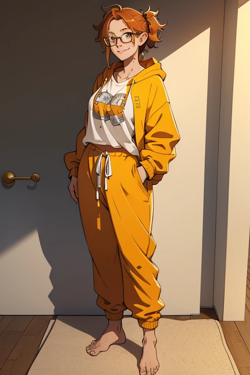 uma mulher de cabelos castanho comprido, de moletom amarelo