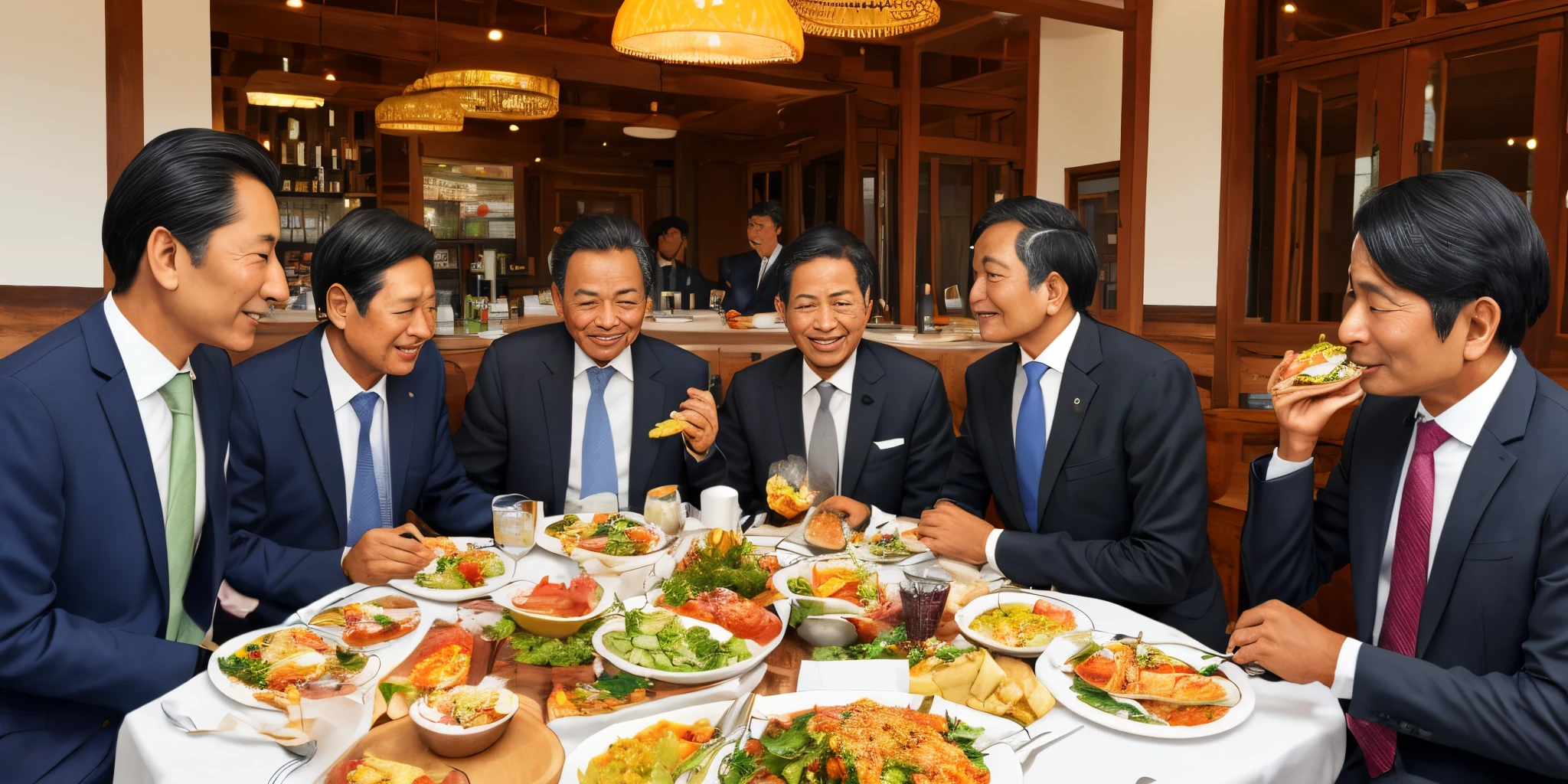Bankers having lunch in Nepal