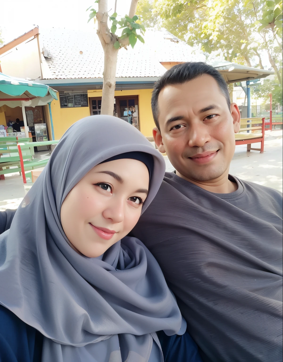 they are sitting on a bench together in a park, happy couple, lovely couple, couple, shot on nikon z9, with her long, picture, full protrait, ismail, momma and papa, 8k selfie photograph, couple pose, couple portrait, old picture, taken on go pro hero8, taken with sony alpha 9, a picture, full device