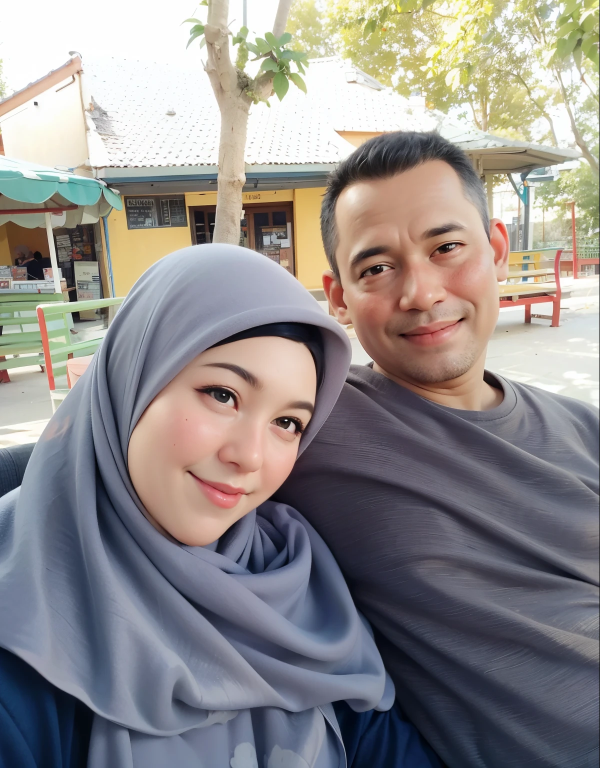 they are sitting on a bench together in a park, happy couple, lovely couple, couple, shot on nikon z9, with her long, picture, full protrait, ismail, momma and papa, 8k selfie photograph, couple pose, couple portrait, old picture, taken on go pro hero8, taken with sony alpha 9, a picture, full device
