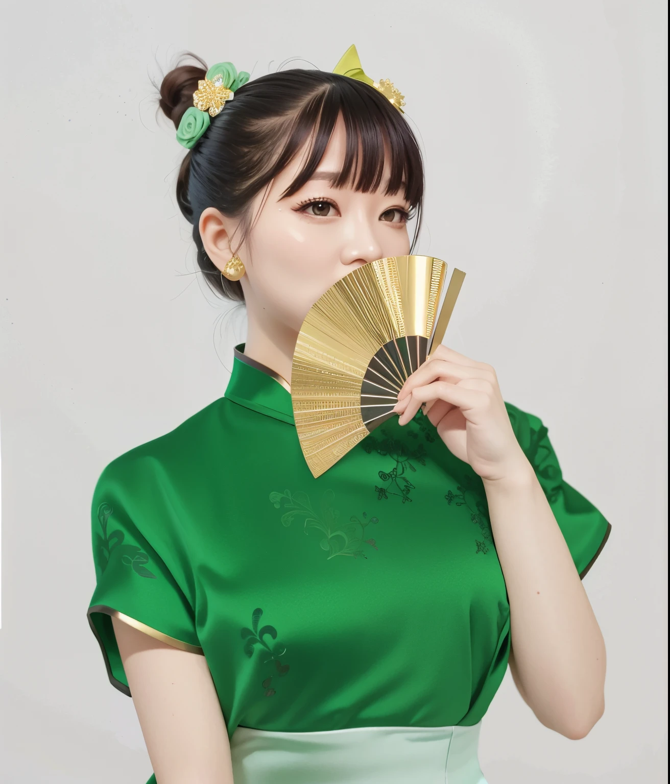 Green satin cheongsam