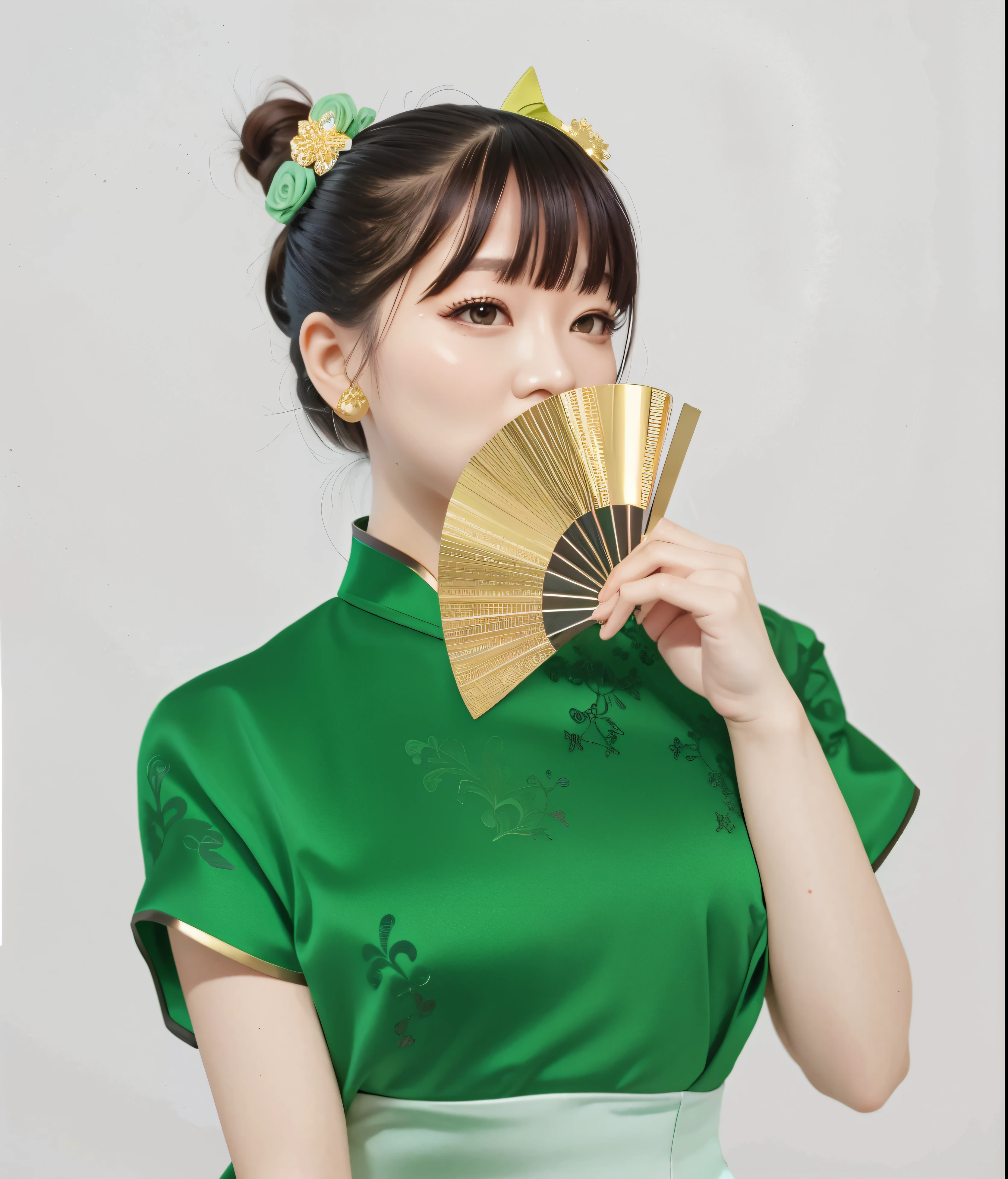 Green satin cheongsam