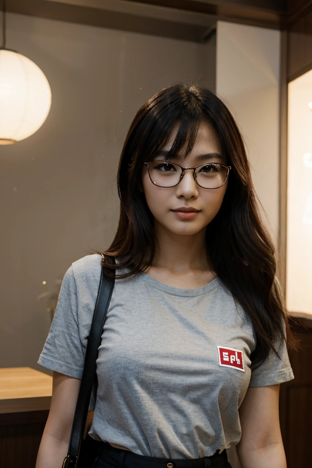 asian beautiful woman with glasses for logo