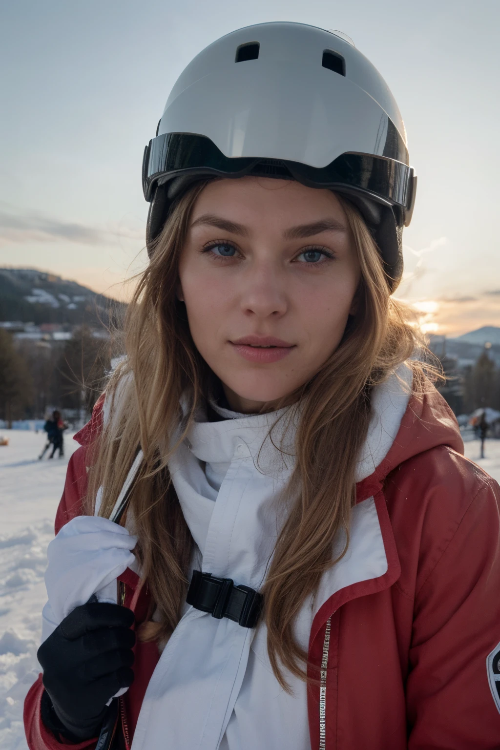 Light-blonde Swedish woman skis, ((best qulaity)), ((Meisterwerk)), (Detailliert), Perfektes Gesicht