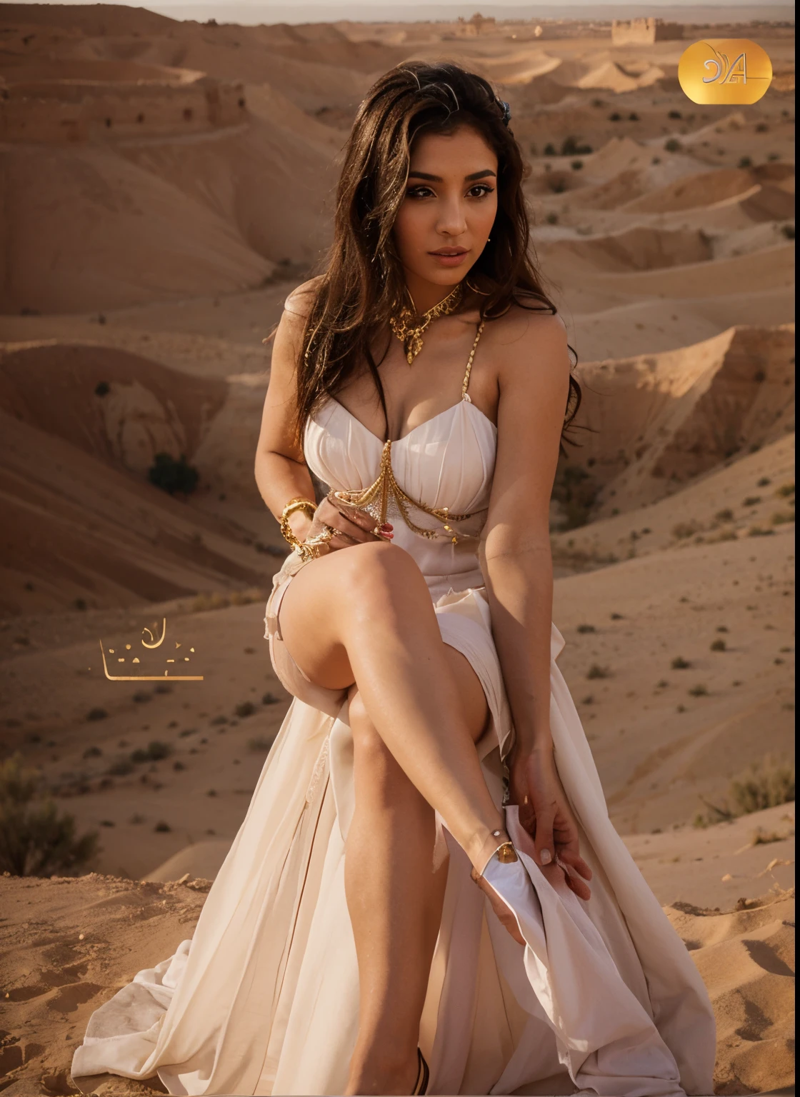 Arabic Costume Queen , Desert in background , Castle background