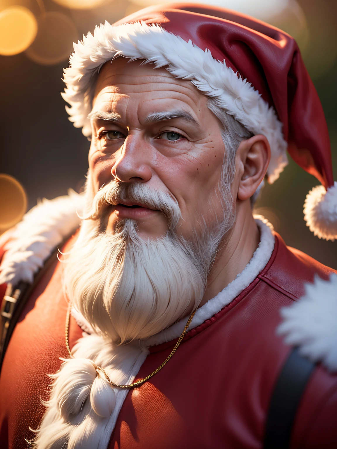 santa claus ,Super realistic bokeh background,Premium Photos, Realistic, Detailed::5 bright, foco nítido, Unique, awardwinning photo, Canon EOS 5D Mark IV DSLR, F/8, ISO 100, 1/250 second, Natural light,