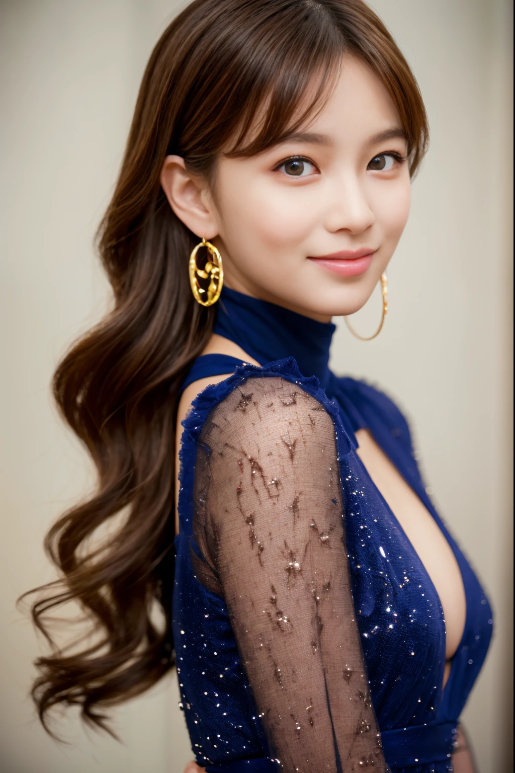 ulzzang -6500-v1.1, (Raw photo:1.2), (Photorealsitic), (See-through:1.3), (Real:1.4), (Pretty Girl 1：1.5）,Raw photo & realistic atmosphere,beautiful dark blue eyes,Detailed mouth,Glossy lips,Detailed eyebrows,Soft white skin that shines with every detail,,Eyes drawn in detail、Very beautiful eyes with azure eyes,Detailed lips、Very beautiful face,Very well-formed face、Lifelike face,shiny beautiful lips,Beautiful eyebrows,Infinite reality,Best design,（Insanely cute Japan 16 years old,Beautifully shaped breasts,Very cute beautiful girl,Little Girl,Healthy body,Outstanding style：1.5）,Best Natural Makeup,Japanese ido,Korean Idols,Young sensual idol,Moist eyes,Dark Beautiful Deep Eyes,Beautiful butt,beauty legs：1.3),超A high resolution、Natural and realistic face,Pure eyes are too cute,(((photorealisim,Photograph the whole body))),Reality Live Action,（Fashionable, Luxurious and voluminous earrings,a necklace,A bracelet,gyuru,Glossy nail art,Gorgeous Party Long Dresses,Luxury Gorgeous Court,White G Strength,high-heels,hairaccessories,Calm and fashionable girl,Shiny brown hair,Fancy Hair Arrangements for Party,独奏,Lori,little smiling,full body Esbian,Show full-body fashion,Red carpet, A gorgeous long dress that you won't forget once you see it,The only beauty,Cute 15 year old girl,Very cute 15 year old girl：1.7）,Night in Roppongi