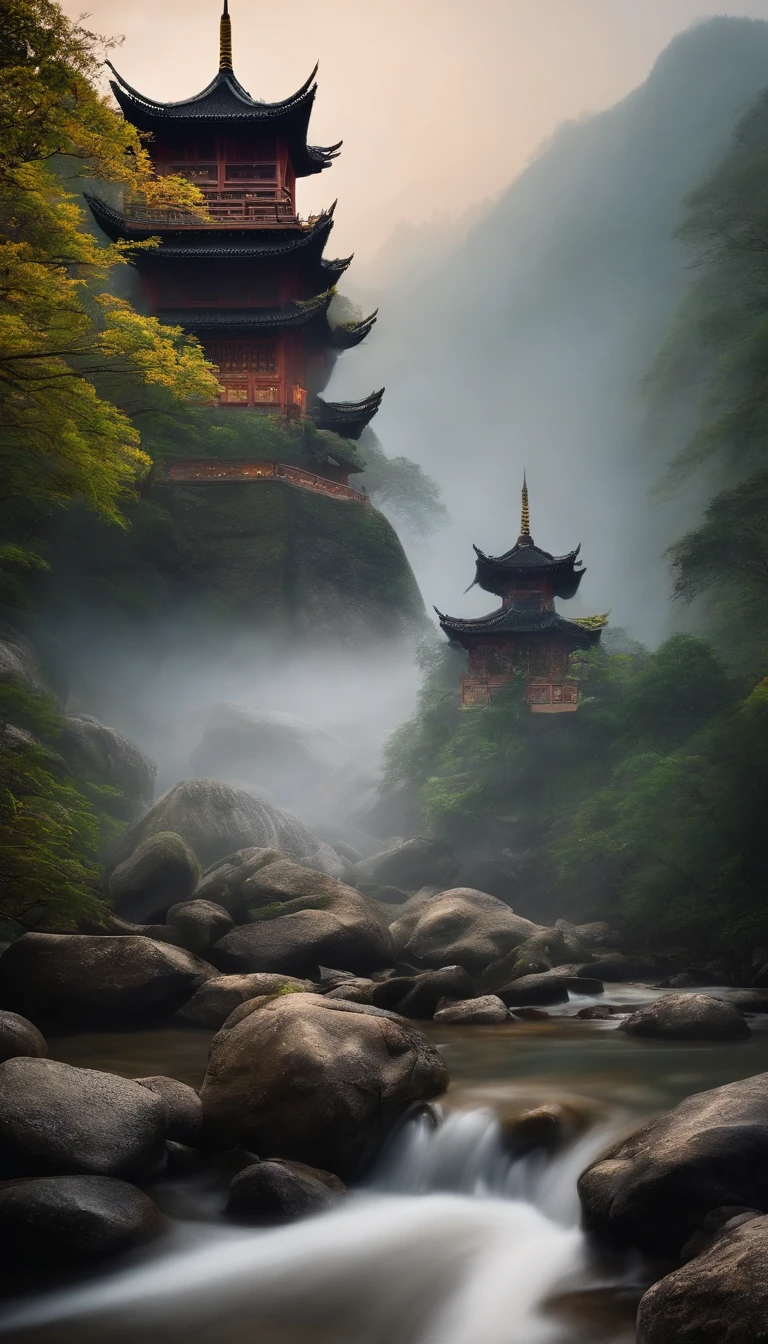 In a big mountain，There is pagoda mountain。There is a long stream of water
