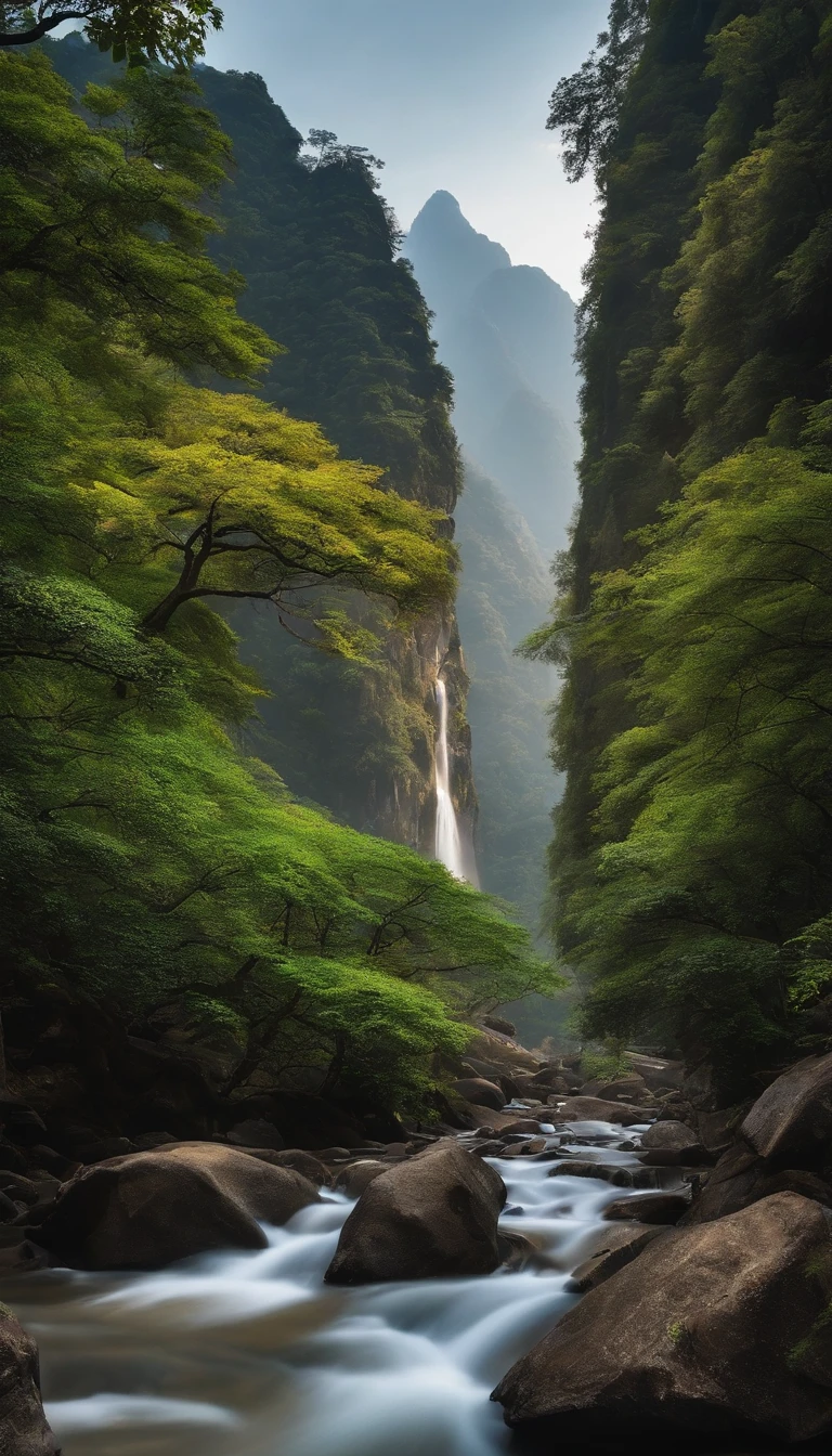 In a big mountain,There is pagoda mountain。There is a long stream of water