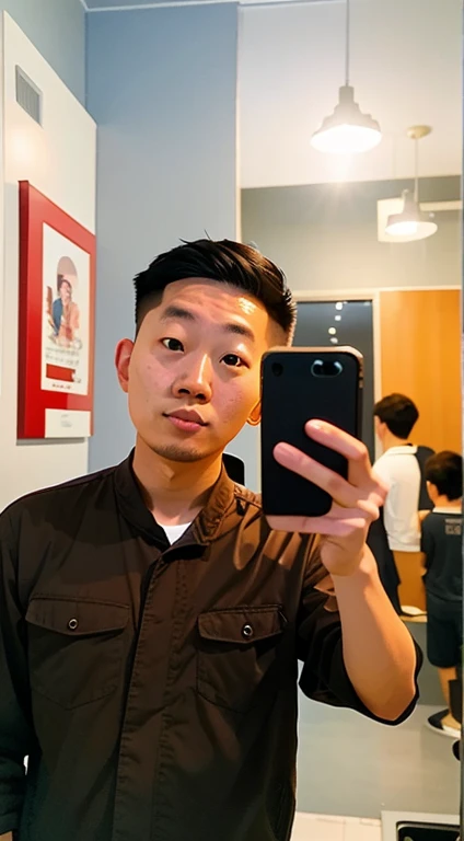 There is a man taking a selfie in the mirror, 8K selfie photo, Taken in the early 2020s, steve zheng, 2 7 years old, 23years old, 2 8 years old, Avatar profile picture, Korean male, 24 years of age, age 22, yanjun chengt, reuben wu, hong june hyung