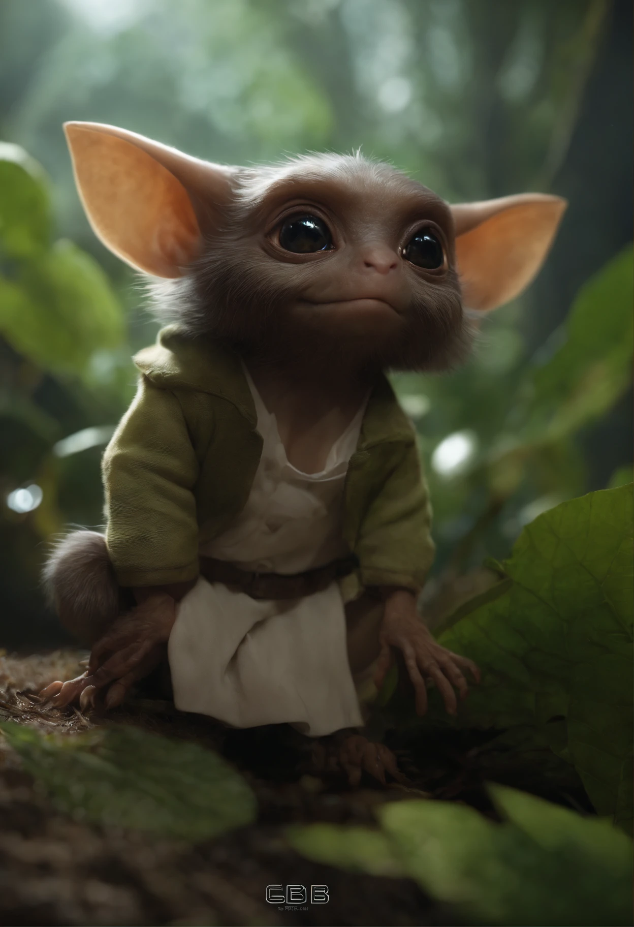 真实感, Realism, Cute alien creatures，Tiny creatures, (CBZBB:1.25), ((gremlin),Zhkute, , Beautiful, Fantasy art, deviant art, trending artstation, Digital Art, Detailed, Realistic, humanoid, character, tiny, Cinematic shot, cinematic portrait of a mole gremlin, cute character, looks like a gremlin, large ears, elongated nose,, five toes, huge acorn in paws, 真实感, Realism, tmasterpiece, Brad Jongsan walks in the jungle (Night of the Fireflies), (higly detailed: 1 1), rough face, natural skin, hiquality, NSFW, pretty eyes, (Detailed face and eyes), (s face: 1 2), tumult, Complementary, real-photo, ......PSD, Lightweight Film Photography, sharp-focus, contrast lighting, Detail Skin, high resolution 8k, Crazy detailing, Realistic, professional photo of a, 8K UHD, dslr, soft light, hiquality, film grains, Fujifilm XT3.