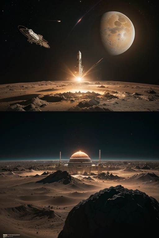 spacecraft and planetary constructs , space exploration, terraforming, temporal manipulation, resource harvesting, and planetary defense. Each vessel and structure symbolize the pinnacle of scientific and engineering achievements, pushing the boundaries of what is possible in the vast cosmos. cyberpunk, 8k