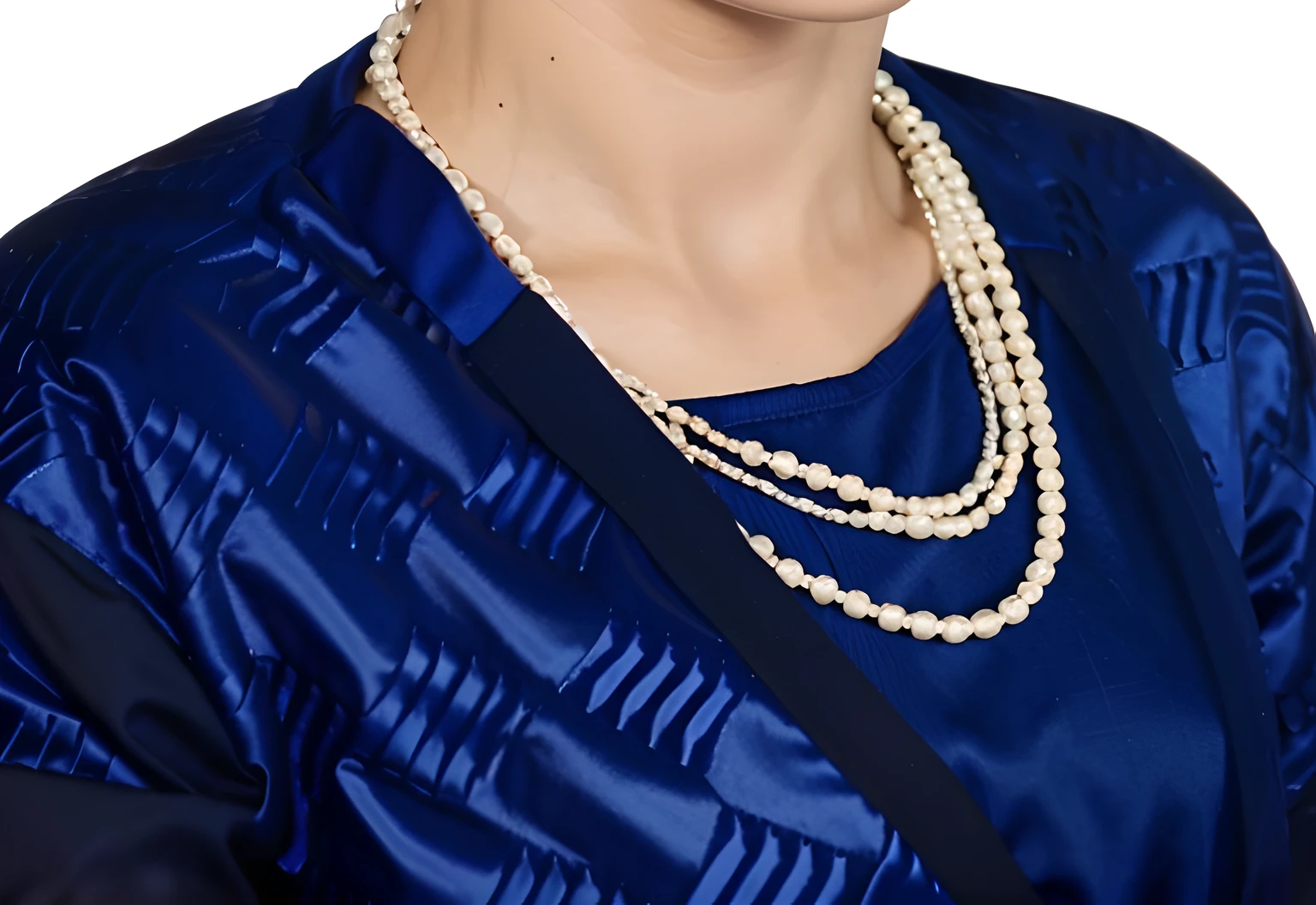 FHD, beads, blue jacket