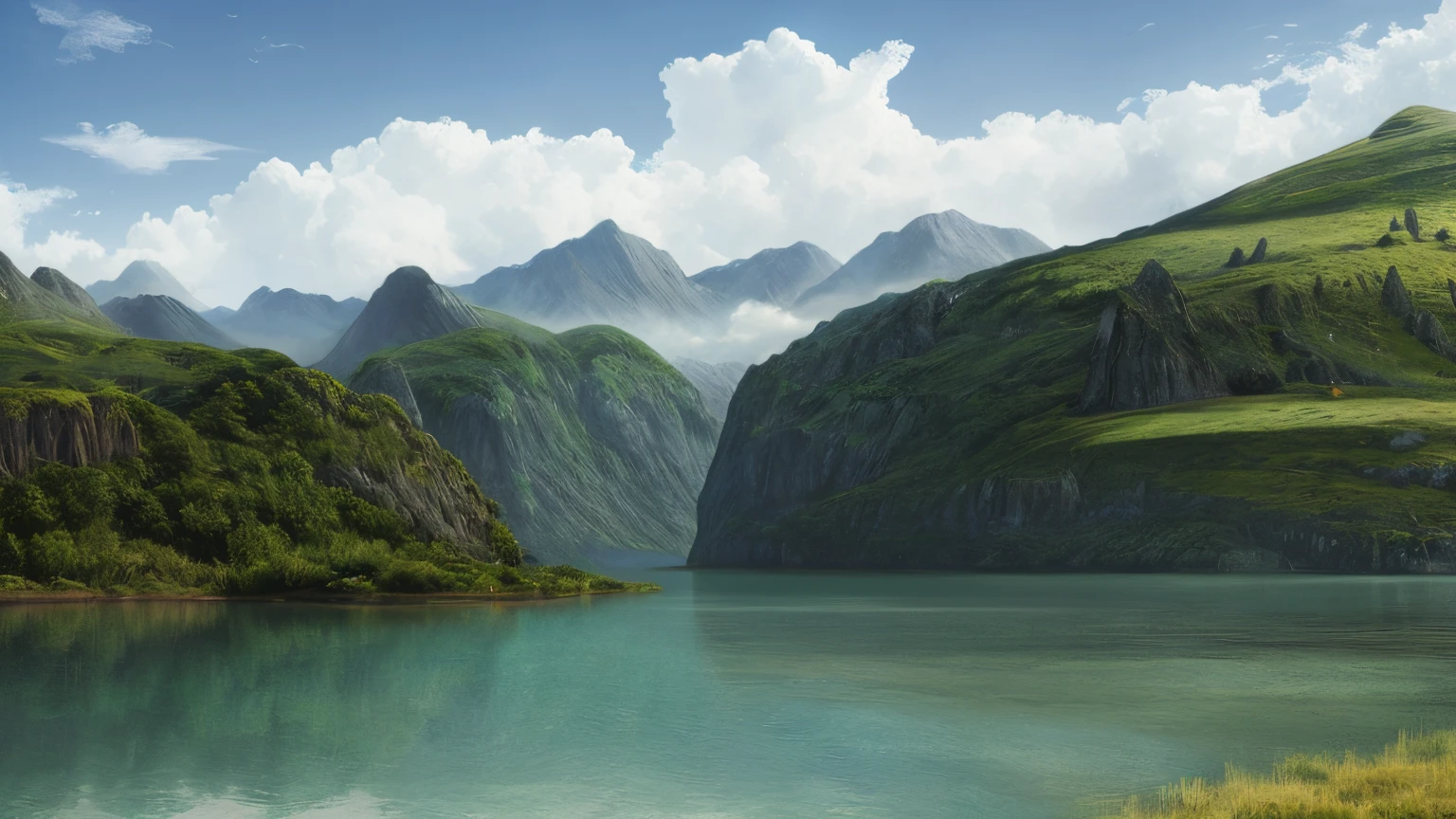 Lake and mountain landscape painting, 4k hd matte digital painting, beautiful oil matte painting, 4k highly detailed digital art, fantasy art landscape, beautiful matte painting, Epic Island Matte Painting, 4K matte painting, high quality matte painting, epic beautiful landscape, photorealistic landscapes, beautiful matte painting, Landscape wallpaper