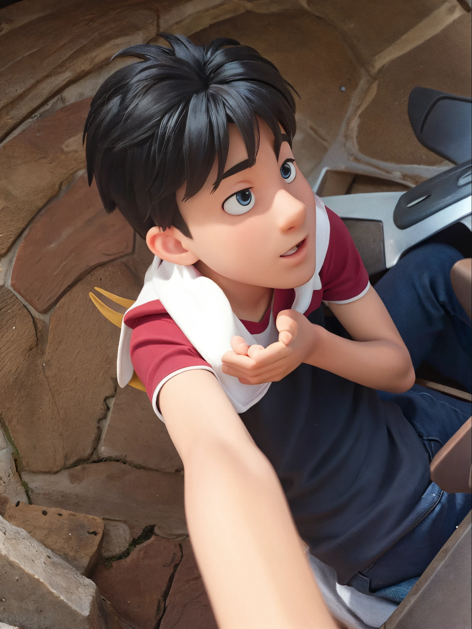 Teenage boy in a disney cartoon style