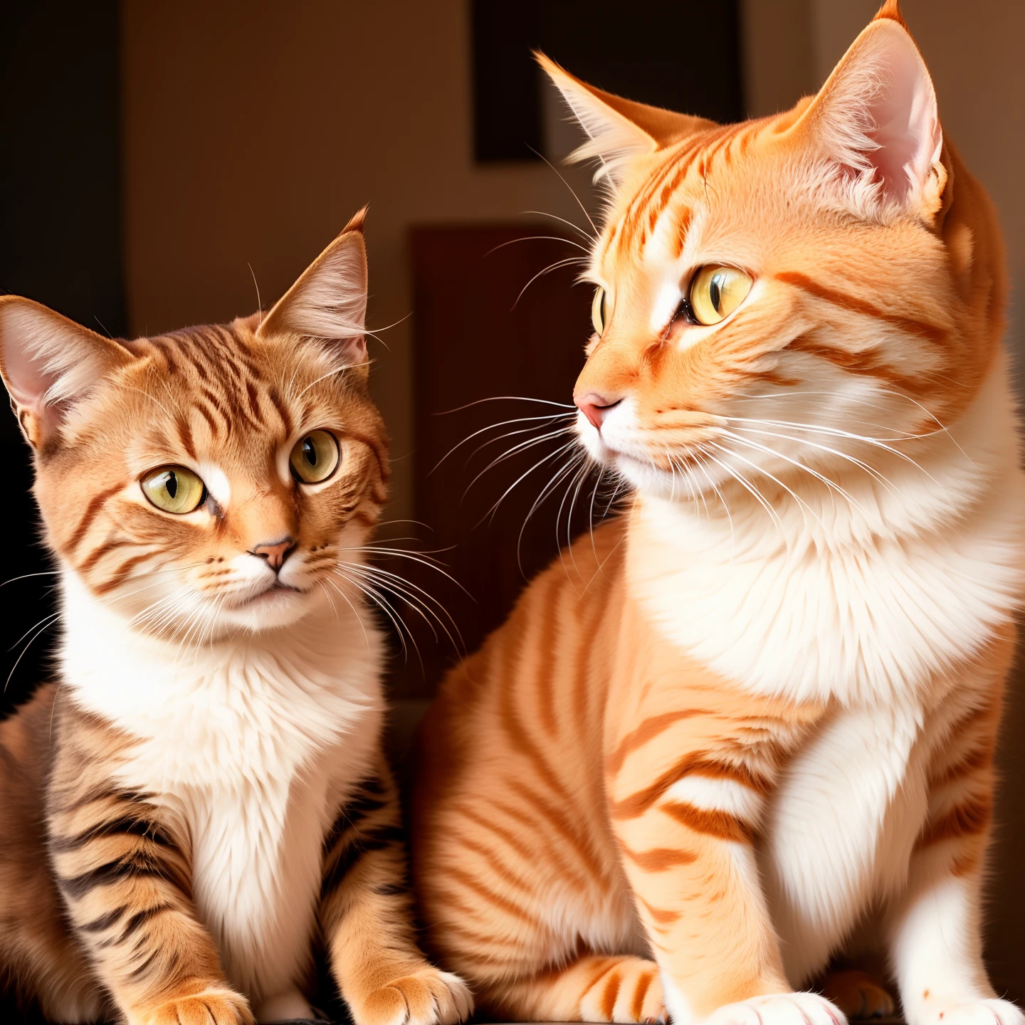 Lady and young red tabby cat