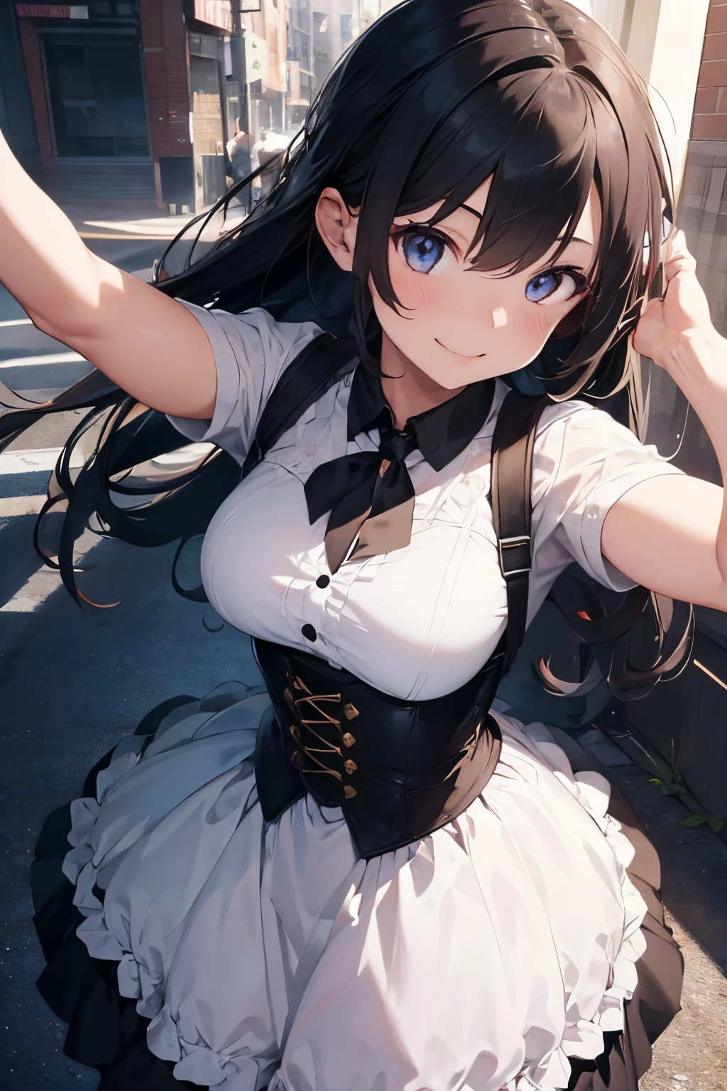 1girl,battle arts pose, elegant and beautiful dress, masterpiece, best quality, high quality, smiling