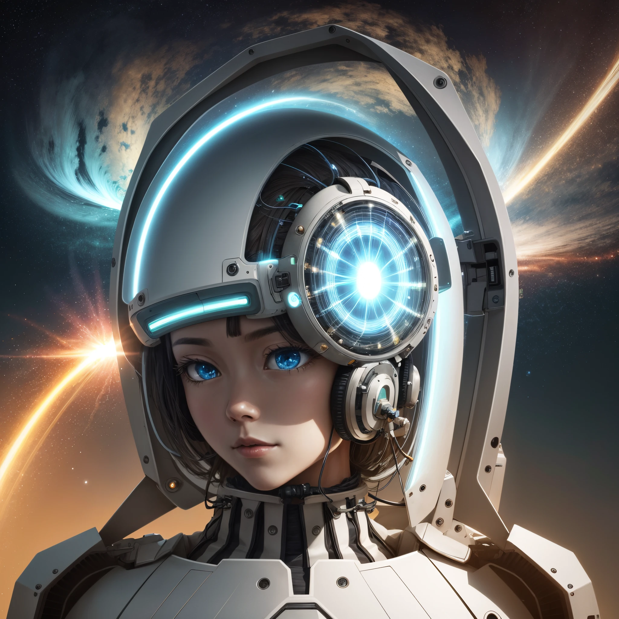 Teenage girl on a futuristic planet