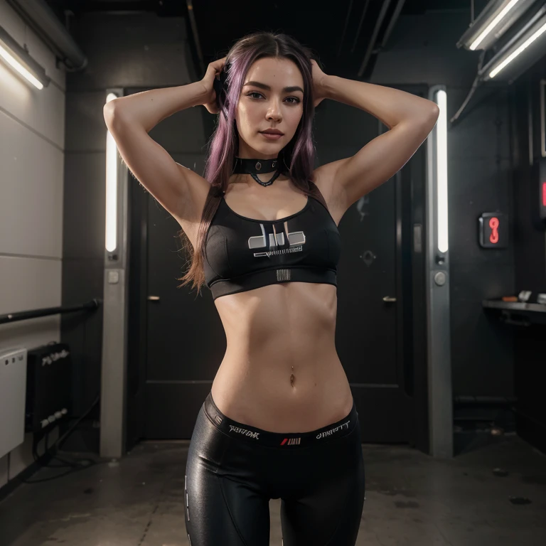 (a detailed full body RAW photo of a super skinny thin girl), (Meisterwerk: 1.0), (best qulaity: 1.4), (ultra high resolution: 1.2), super realistisch, (fotorealistisch: 1.4), 8k resolution, Canon EOS R5, 50mm, hard abs, feminine Fitness Body, ultra detailliert, (18 Jahre), scharfer Fokus, filmische Beleuchtung, detailed beautiful face, (Make-up: 1.2), (ulzzang-6500-v1.1), sehr zierliche Figur, detaillierte Hauttextur, blasse Haut, perfekte Runde Brust, (super skinny and fit body: 1.3), Oberschenkellücke, detailliertes braunes Haar, (sehr unordentliches Haar:1.5), (Avril Lavigne:0.7), Smileing, (cyberpunk cosplay:1.4), realistische Haut, (im Schlafzimmer:1), (cameltoe:1.3), (schwitzen:1.45), sehr schlanke Taille, Seductive Smiling, visible abs, hard abs, flexing abs, extreme 6 pack abs, collar and leash, teasing the viewer, intensive eye contact, (seductive:1.1), sexy posing