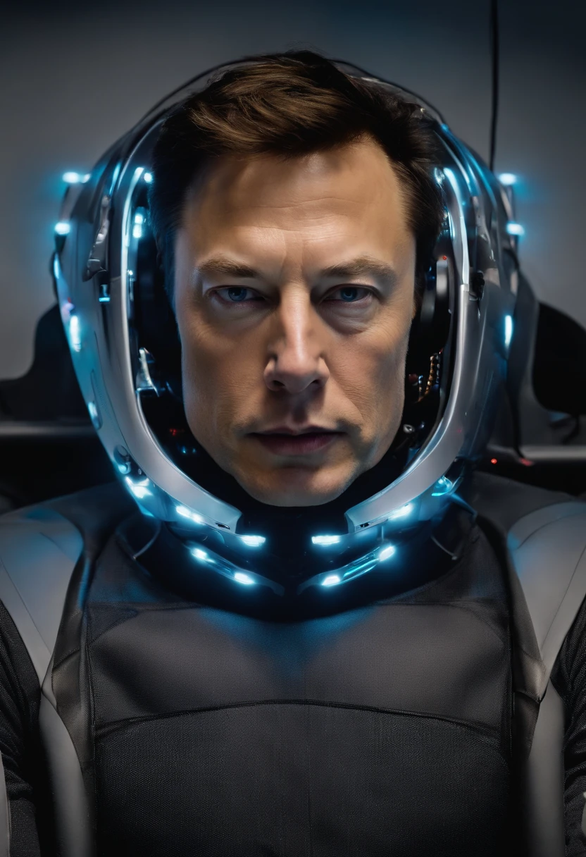 A photo of the character testing a prototype of Elon Musk's brain-computer interface.,original,elon musk, male