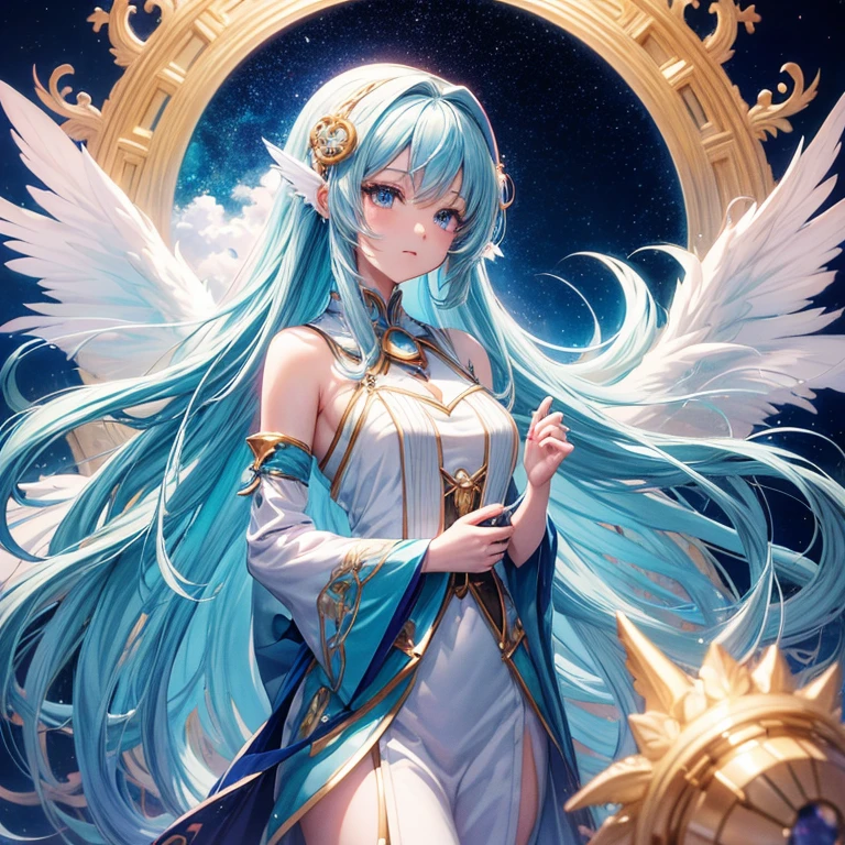 anime girl with long blue hair and a white dress, anime girl with cosmic hair, beautiful fantasy anime, anime fantasy artwork, anime art wallpaper 4 k, anime art wallpaper 4k, detailed digital anime art, anime art wallpaper 8 k, nightcore, anime fantasy illustration, digital art on pixiv, beautiful celestial mage, beautiful anime artwork