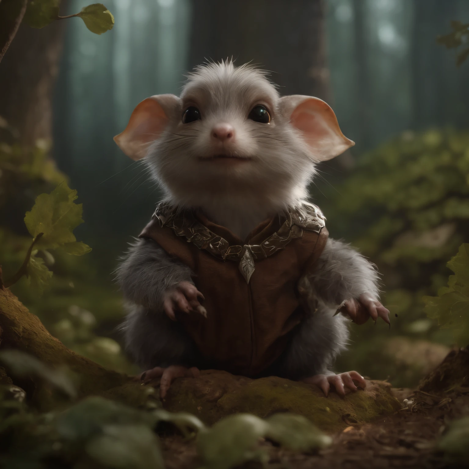 (CBZBB:1.25), ((gremlin),Zhkute, Small, baby, Beautiful, Fantasy art, deviant art, trending artstation, Digital Art, Detailed, Realistic, humanoid, character, tiny, Cinematic shot, cinematic portrait of a mole     ,gremlin, mole-like, bright silver and brown, long tail, large ears, covered with silver fur, is in a hole, mushrooms glow, Best Quality, Masterpiece, in style of dark fantasy art, gremlin, mole-like, bright silver and brown, long tail, double nose, huge ears, covered with silver fur,tousled, five toes on each paw, holding a glowing mushroom in his paws, I&#39;m is located in a hole illuminated by glowing mushrooms, there is a table made from a tree root, mushrooms glow in progress, Crickets fly, Best Quality, Masterpiece, in style of dark fantasy art, fantasy-inspired, in the style of John Tolkien, hero repeat, double hero,