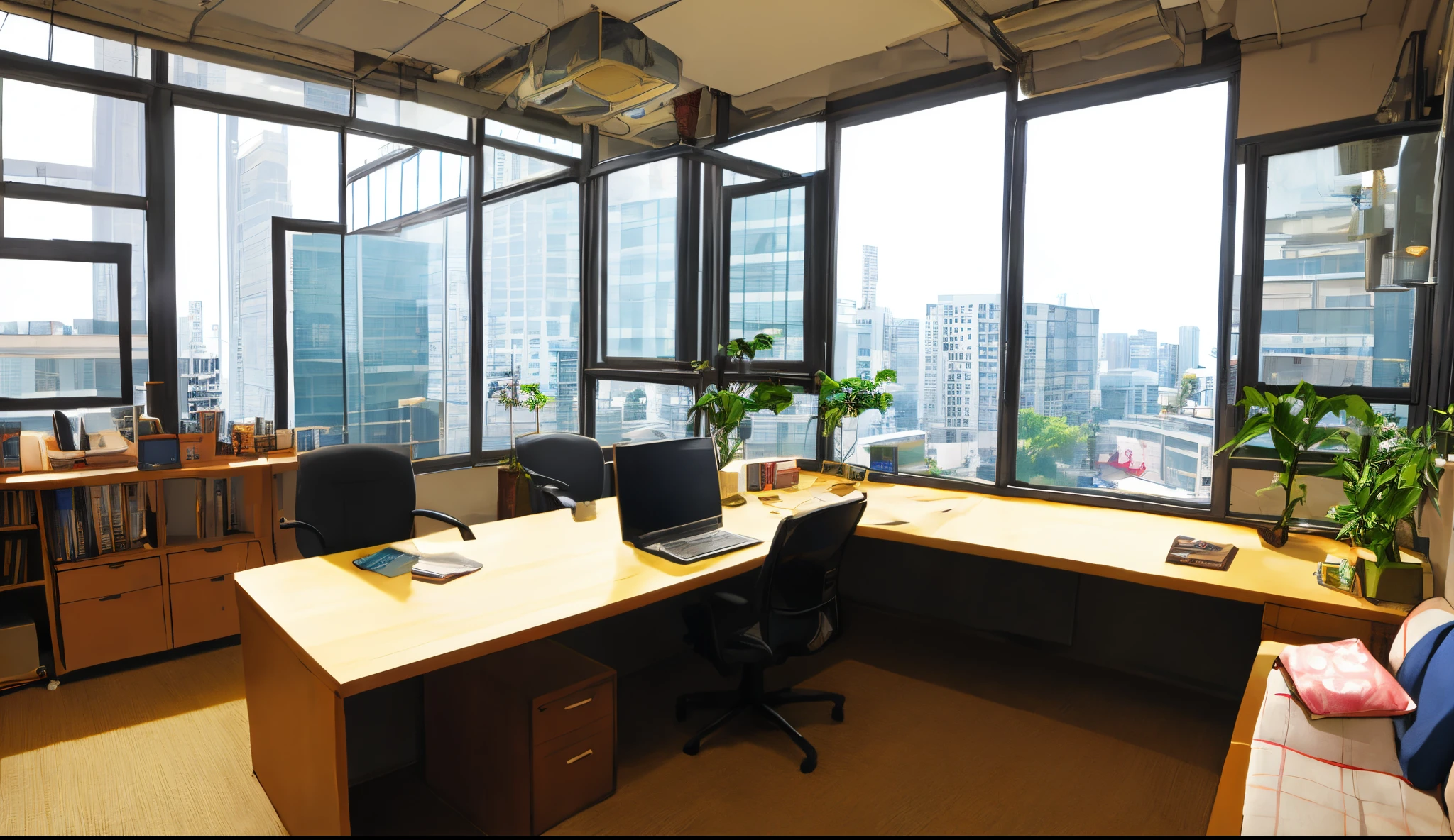 conan&#39;s detective agency、Also serves as a living room、Anime style、Strong office、tmasterpiece，Realistis，View from inside，（Doomsday City：3）